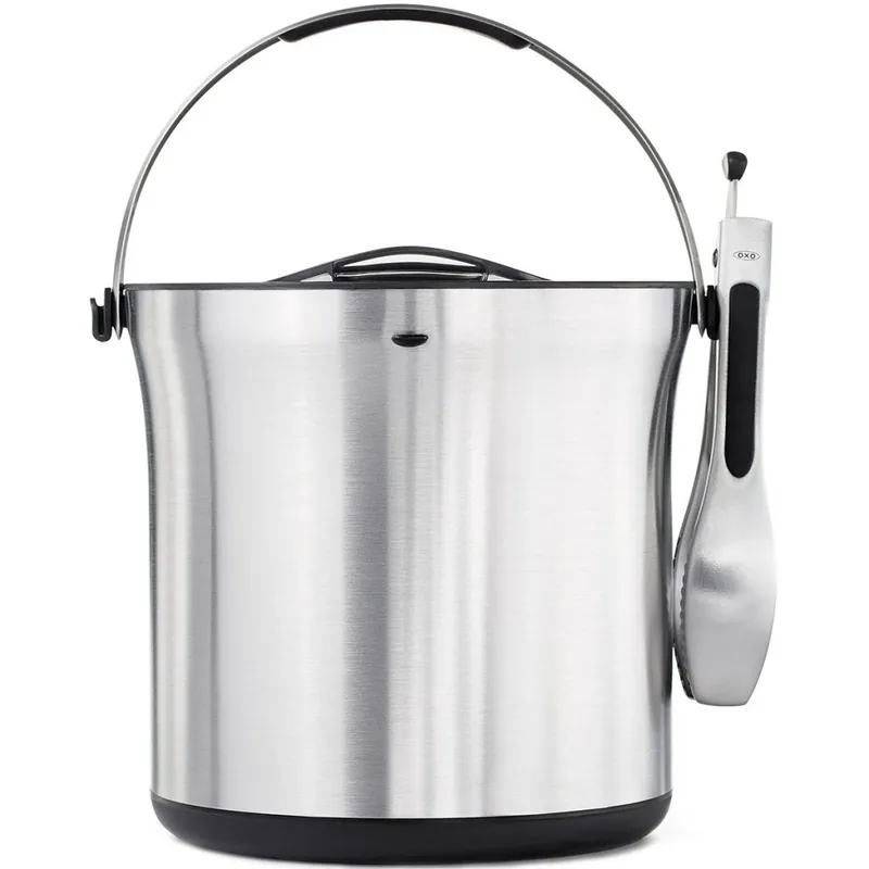 Oxo STEEL Pojemnik - Wiaderko ze Szczypcami na Lód / Srebrny Premium