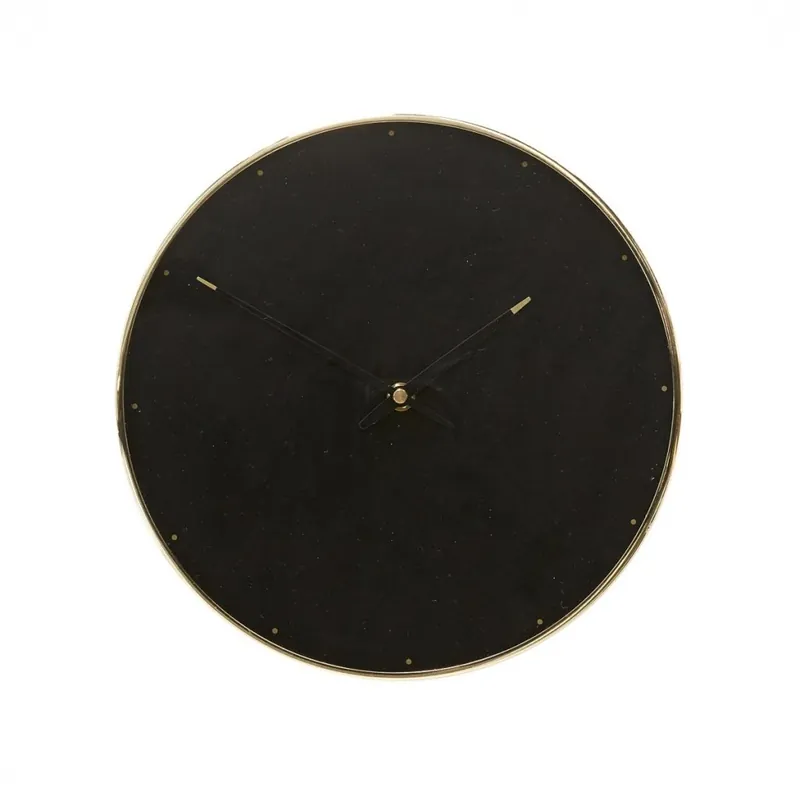 Sprawdź teraz Hübsch TIME Metalowy Zegar Ścienny 28 cm Czarny / Mosiężna Rama