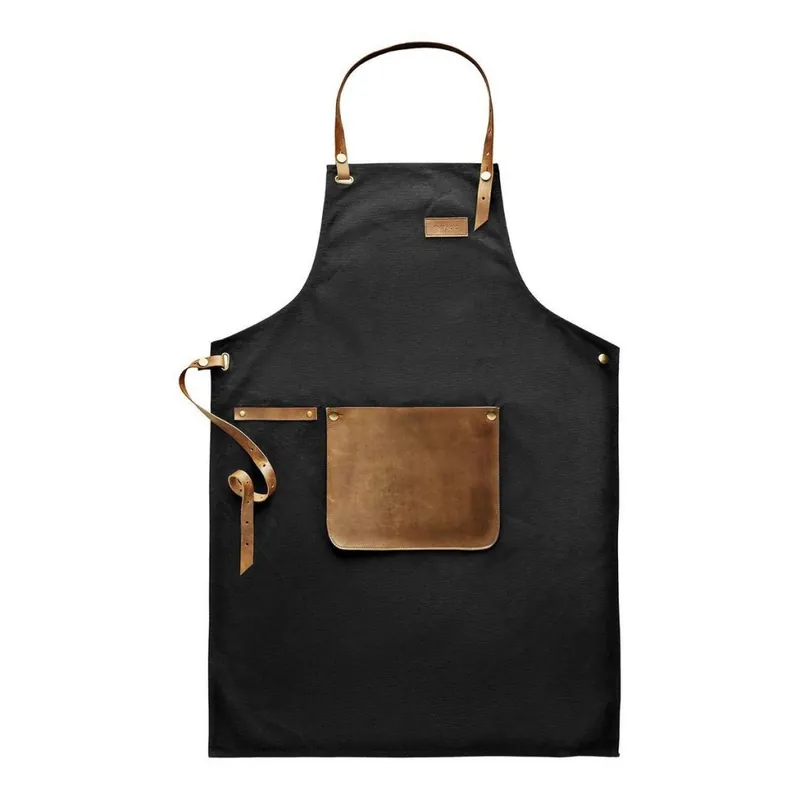 Eva Solo KITCHEN Fartuch Kuchenny z Płótna i Skóry / Czarny Oferta limitowana