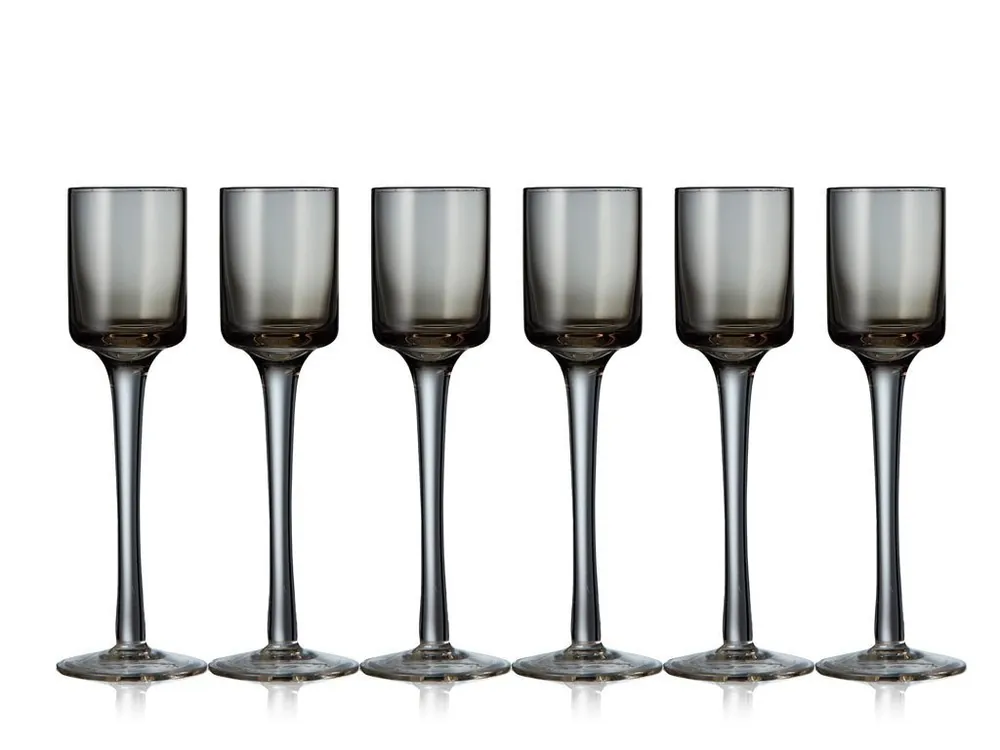 Bezpieczne zakupy Lyngby Glass AQUAVIT Kieliszki do Wódki, Likierów, Nalewek 6 Szt. / Szare