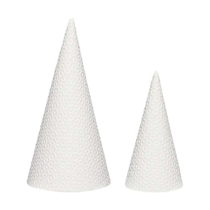Hit cenowy Hubsch CHRISTMAS Dekoracja Świąteczna - Choinka Ceramiczna 2 Szt. Biała