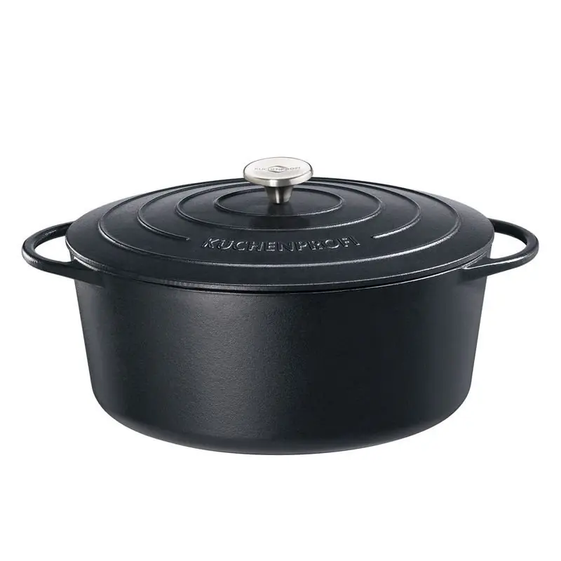 Obniżka ceny Küchenprofi PROVENCE Garnek Owalny Żeliwny z Pokrywką 12,5 l Czarny