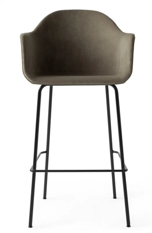 Menu HARBOUR Krzesło Barowe 112 cm Hoker Czarny - Siedzisko Tapicerowane Szarobeżowe Wybór klientów