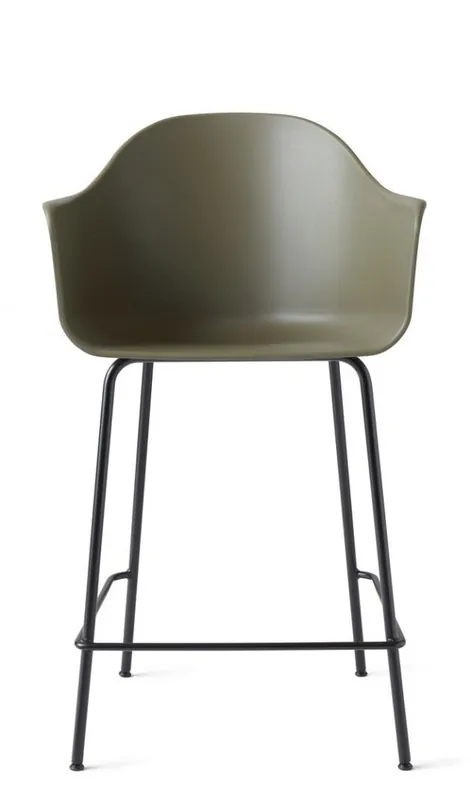 Oferta limitowana Menu HARBOUR Krzesło Barowe 102 cm Hoker Czarny - Siedzisko Oliwkowe
