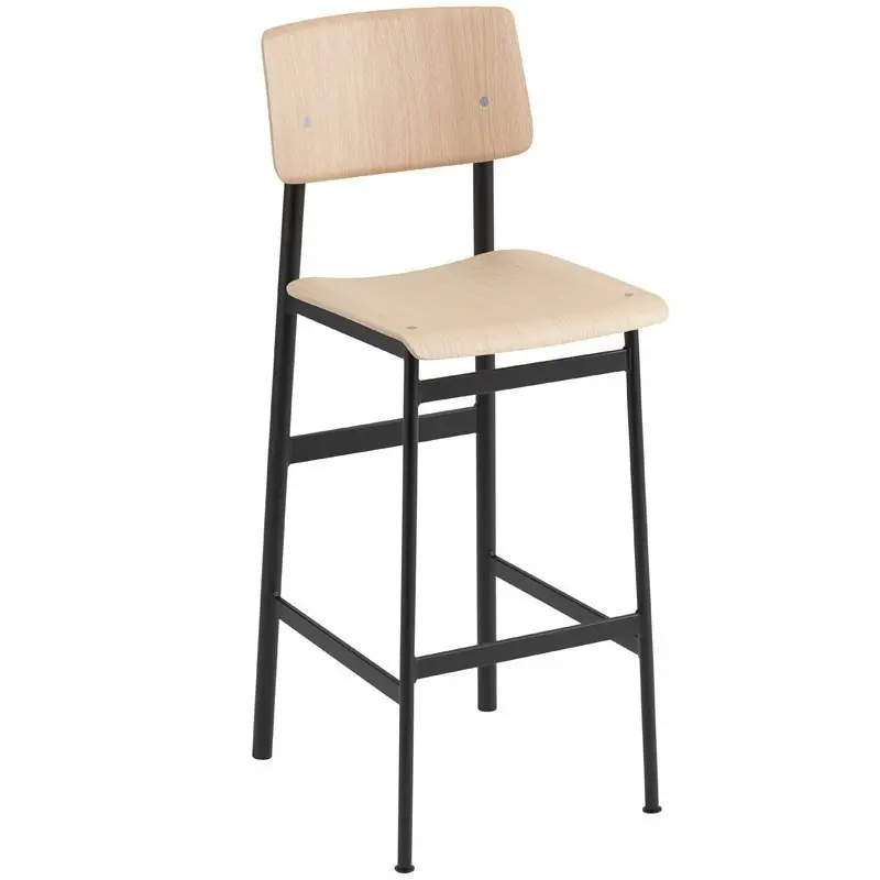 Nie przegap Muuto LOFT Hoker - Stołek Barowy 75 cm Czarny/Dębowy