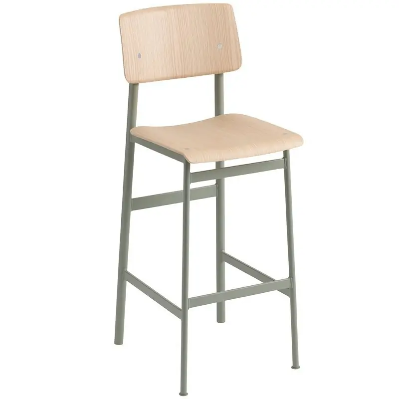 Kup online Muuto LOFT Hoker - Stołek Barowy 75 cm Zielony/Dębowy (Dusty Green)