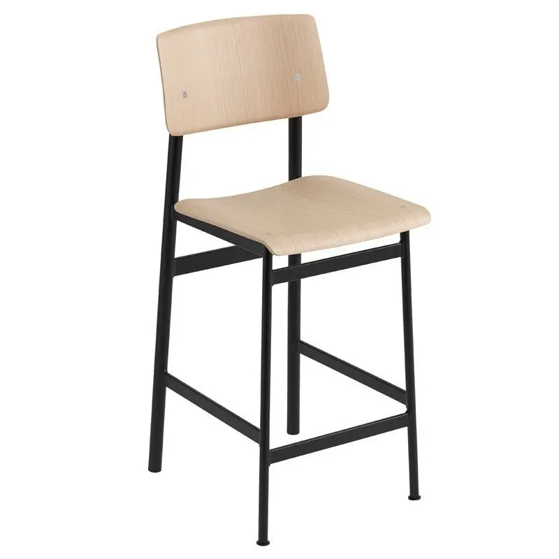 Wyprzedaż Muuto LOFT Hoker - Stołek Barowy 65 cm Czarny/Dębowy