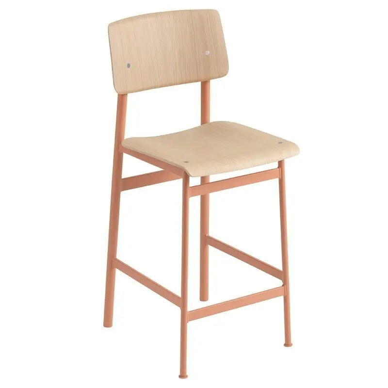 Cena promocyjna Muuto LOFT Hoker - Stołek Barowy 65 cm Różowy/Dębowy (Dusty Rose)