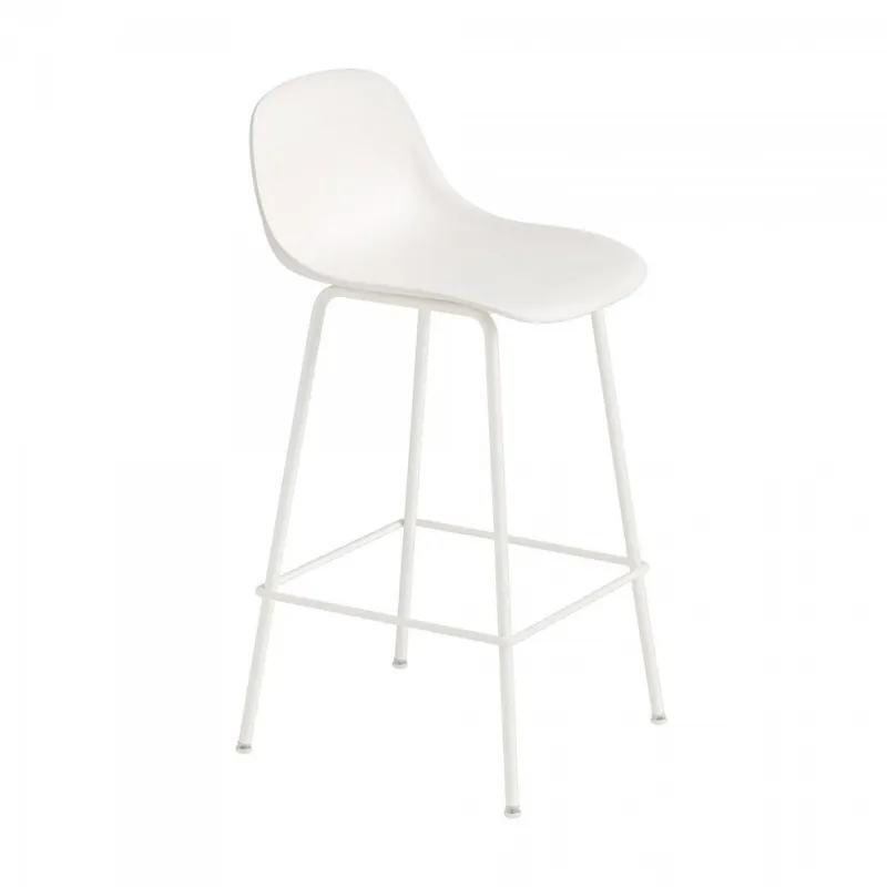 Muuto FIBER Hoker z Oparciem - Stołek Barowy 65 cm Biały/ Metalowa Rama Do wyczerpania zapasów