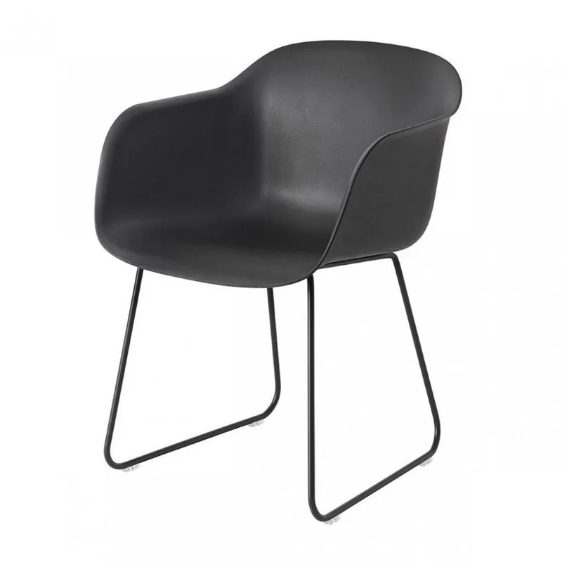 Muuto FIBER ARMCHAIR SLED BASE Krzesło - Czarne / Metalowa Rama Hit cenowy