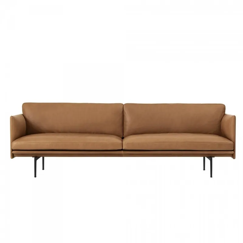Muuto OUTLINE Sofa 3-Osobowa - Brązowa Skóra / Czarne Nogi Ekspresowa dostawa