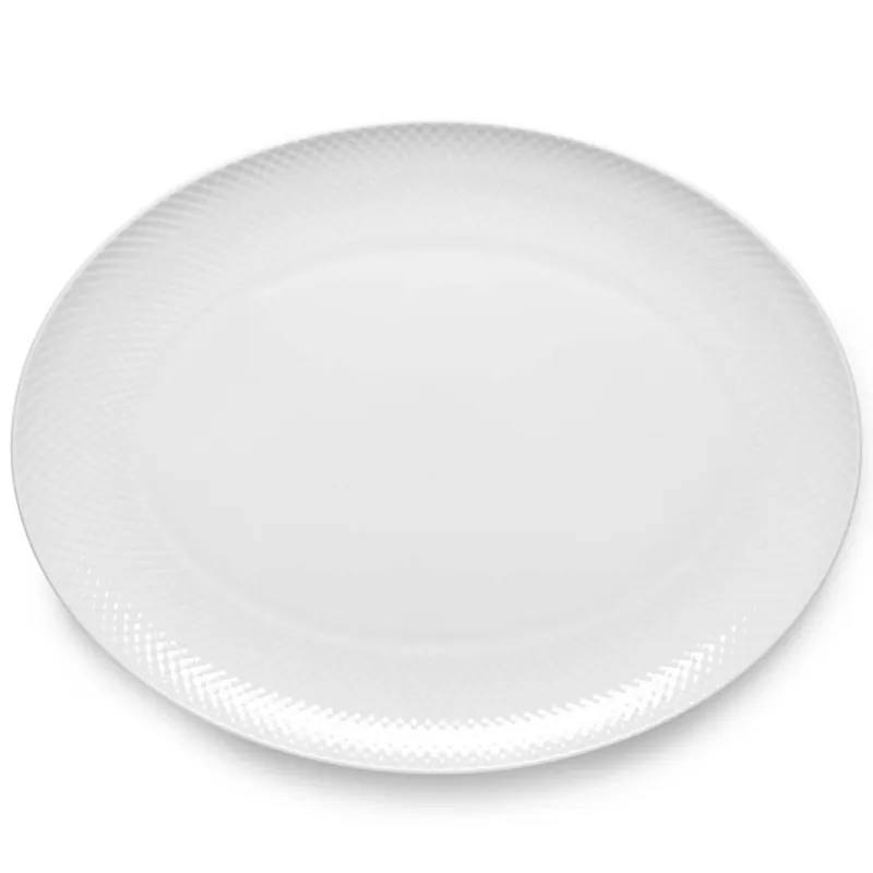 Lyngby Porcelain RHOMBE Półmisek Owalny - Bialy Darmowy zwrot