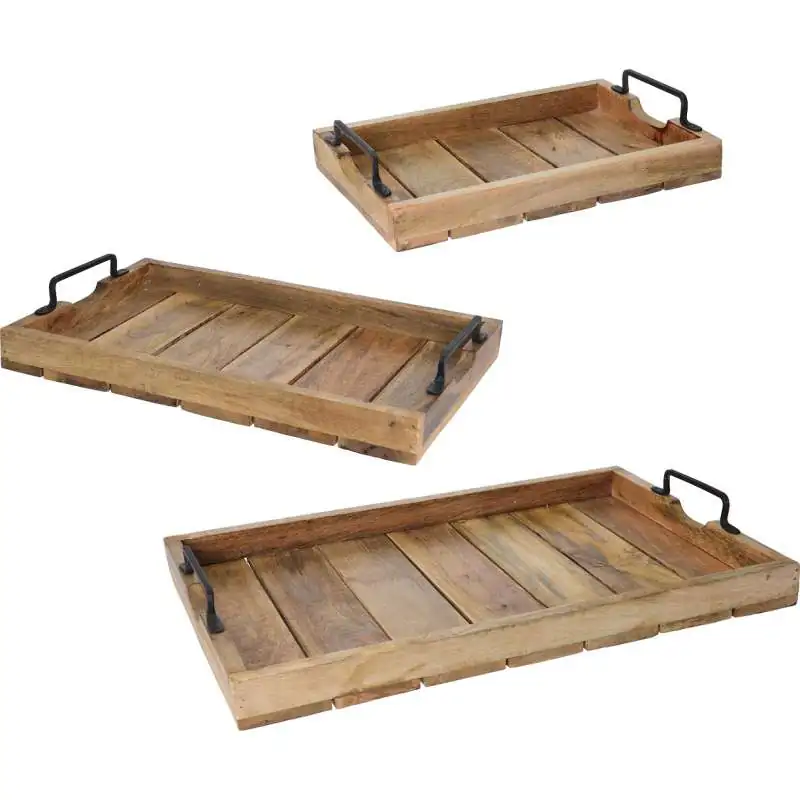 Szybka dostawa Taca drewno mango z metalowymi uchwytami 31x46xh5cm