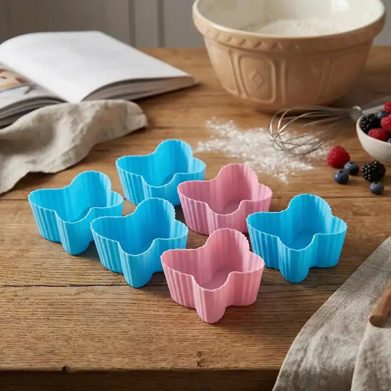 Ograniczona ilość Foremki silikonowe do pieczenia ALTOM DESIGN MOTYLKI 5 cm niebieskie i różowe 6 szt.