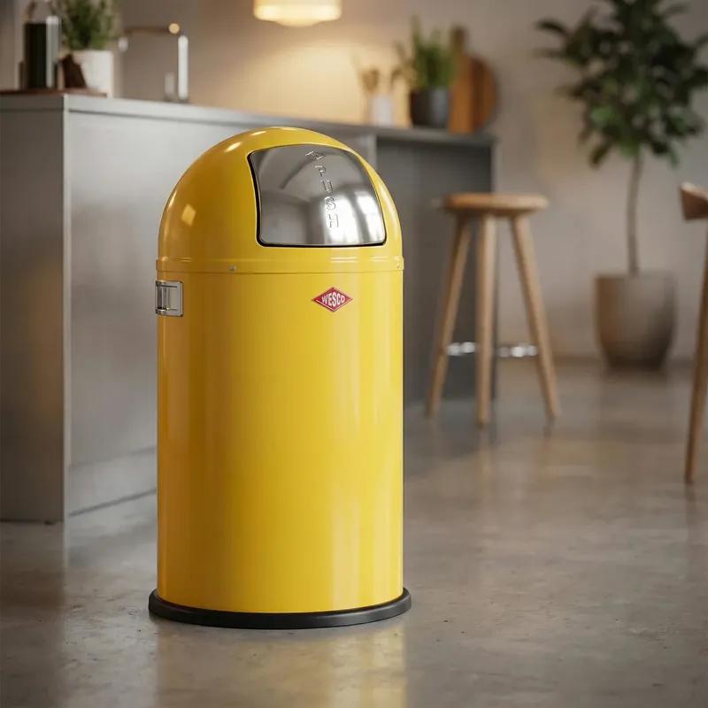 WESCO Push Boy 50 l żółty - kosz na śmieci stalowy Zniżka