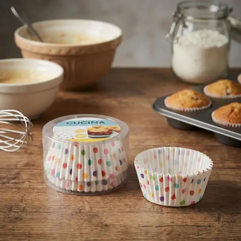 Foremki do muffinek papierowe MONDEX LA CUCINA w kolorowe kropki 60 szt. Łatwy zwrot