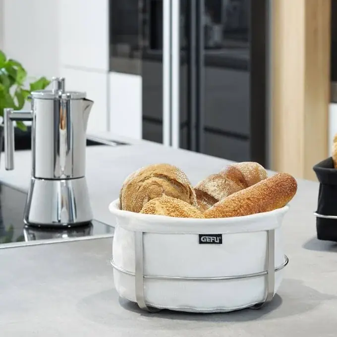 Nowy GEFU Brunch 22 cm biały - koszyk na chleb i pieczywo bawełniany