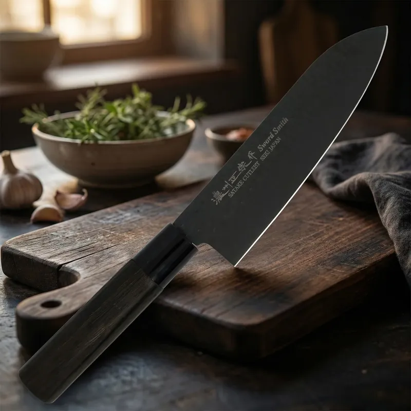 SATAKE Tsuhime Black 17 cm - nóż japoński Santoku ze stali nierdzewnej Nowość