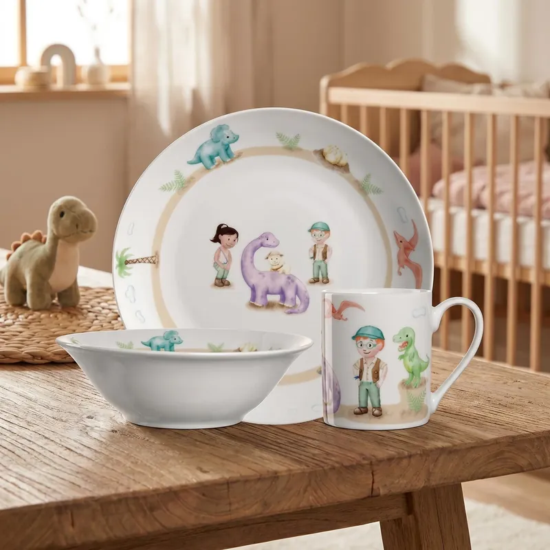 Naczynia dla dzieci porcelanowe LEONARDO BAMBINI AVVENTURA 3 el. Premium