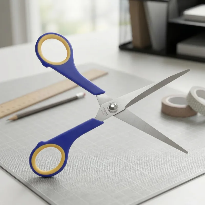 Ograniczona ilość Nożyczki biurowe uniwersalne ze stali nierdzewnej SCISSORS NIEBIESKIE 17 cm
