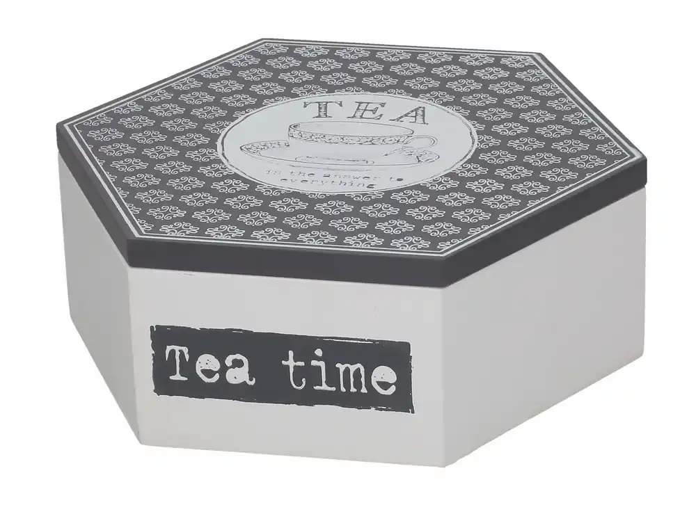 Pudełko na herbatę w saszetkach / Herbaciarka drewniana TEA TIME 17 x 19,5 cm Niska cena
