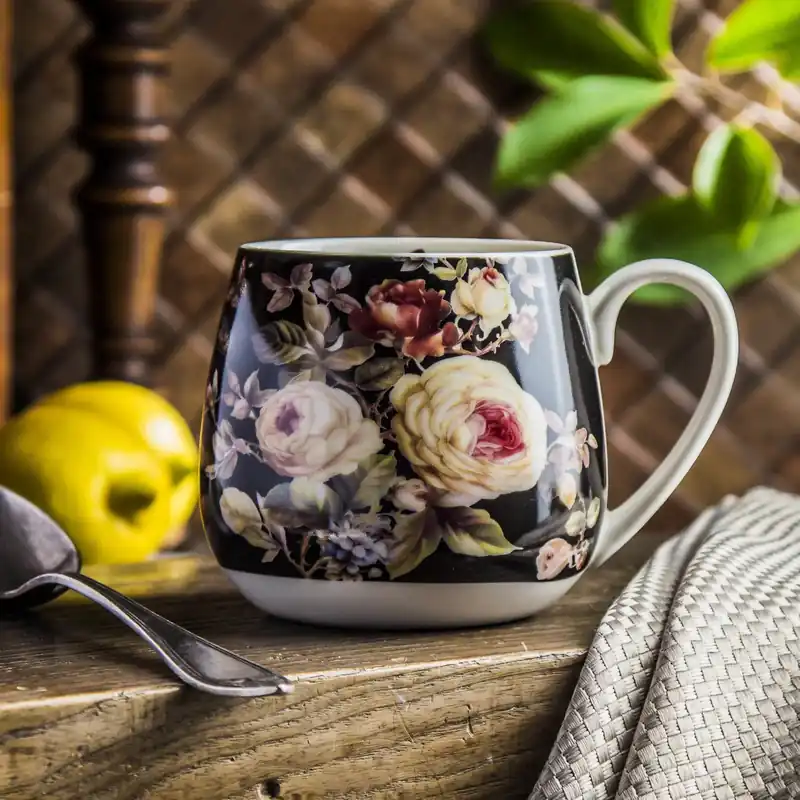 Kubek porcelanowy DUO WARDA CZARNY 430 ml Wyprzedaż