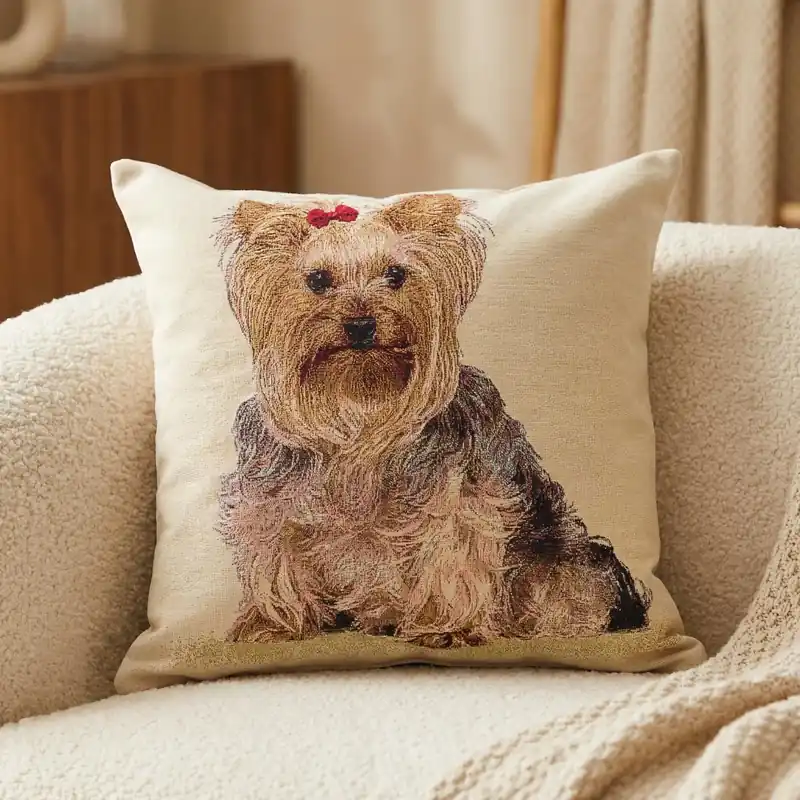 Poszewka dekoracyjna z psem YORKIE 45 x 45 cm Nie przegap