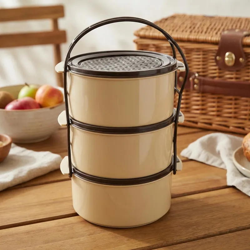 Tani Menażka / trojak obiadowy plastikowy STILL WARM BEŻOWA 4,5 l