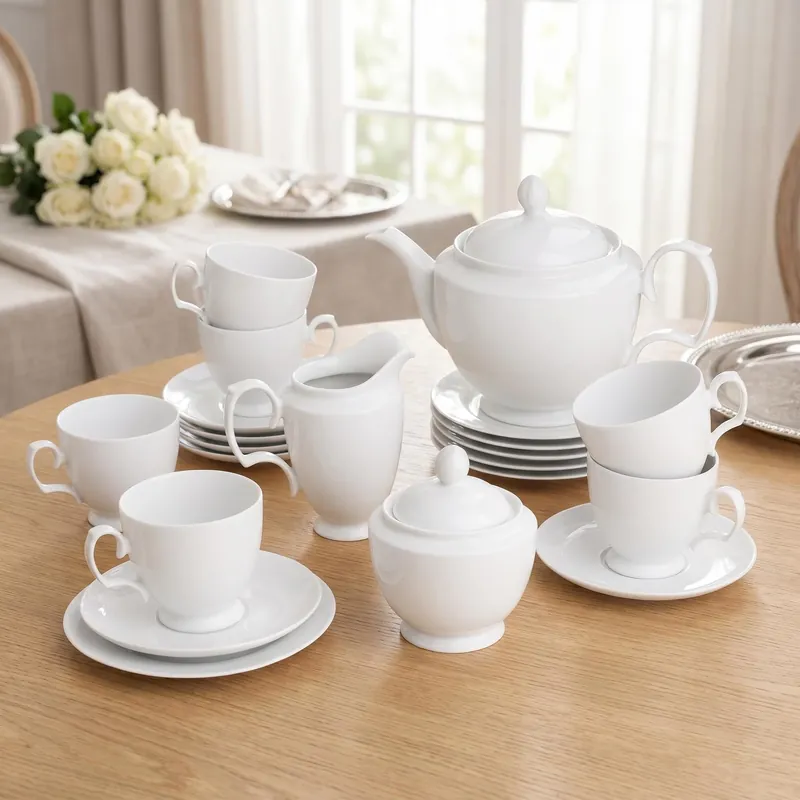 Oferta Serwis kawowy porcelanowy MARIAPAULA BIAŁA na 6 osób (21 el.)