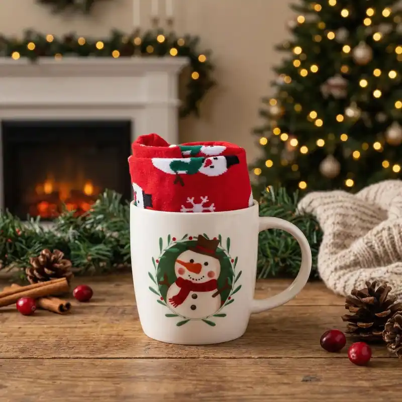 Oferta czasowa Kubek porcelanowy świąteczny ze skarpetkami ALTOM DESIGN BAŁWANEK 380 ml