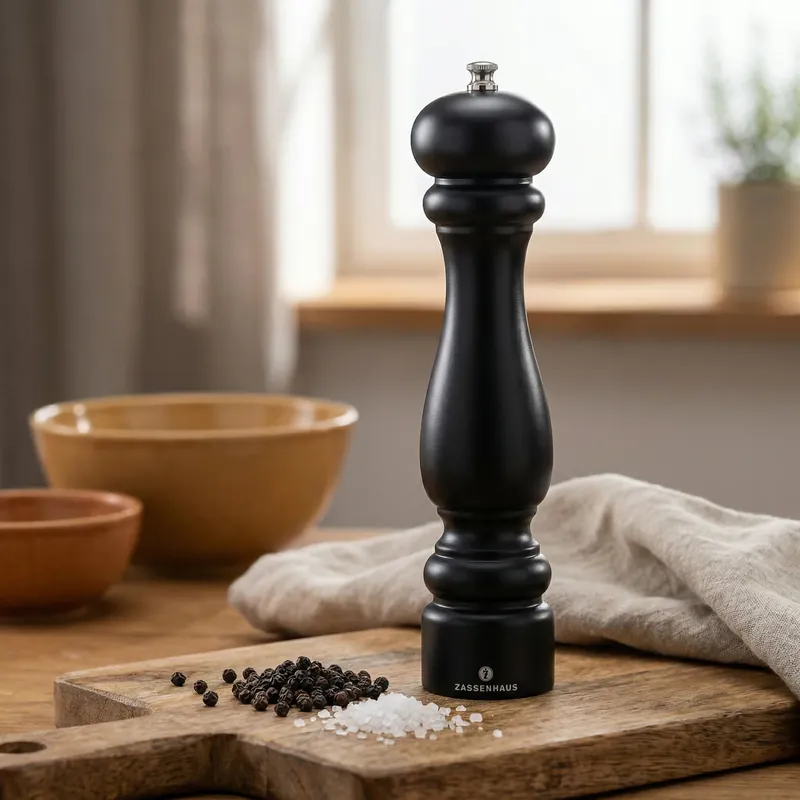 Niska cena ZASSENHAUS Potsdam 30 cm czarny - młynek do pieprzu drewniany ręczny