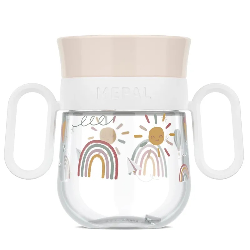 MEPAL MIO 200 ml - treningowy kubek 360° do nauki picia z motywem tęczy żółty Nowość