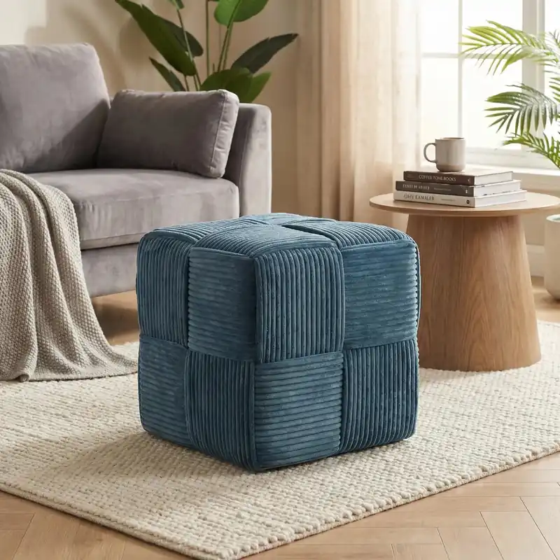 Puf MONDEX WIKI 42,5 x 42,5 x 43 cm niebieski Wyjątkowa oferta
