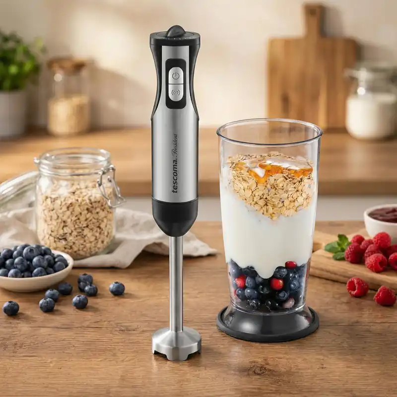 Łatwy zwrot TESCOMA President 800 W - blender kuchenny ręczny ze stali nierdzewnej