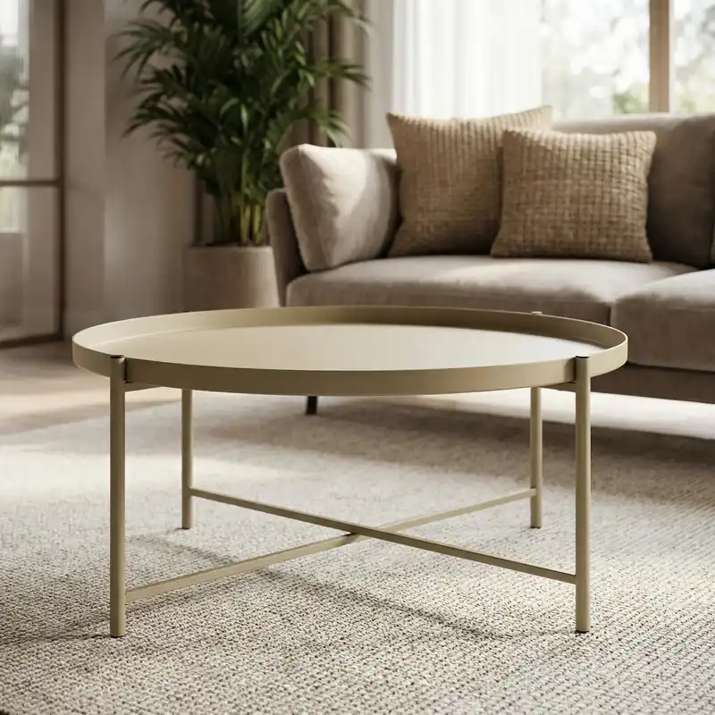 Rabat Stolik kawowy metalowy MONDEX LUCAS BEŻOWY 76,5 cm