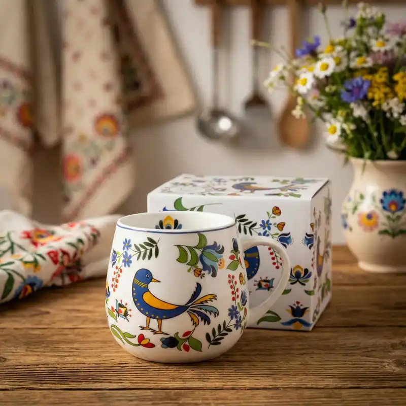 Kubek porcelanowy baryłka DUO ETNO PTASZEK KASZUBSKI 430 ml Szybka wysyłka