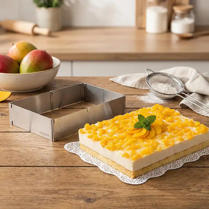 Łatwy zwrot TESCOMA Delicia 50 x 34 cm - rant do tortu i ciasta regulowany z separatorem