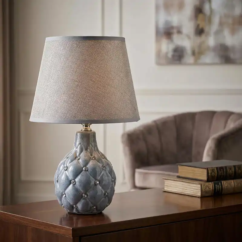 Lampa stołowa MONDEX LETI PEARL 30 cm szara Tani