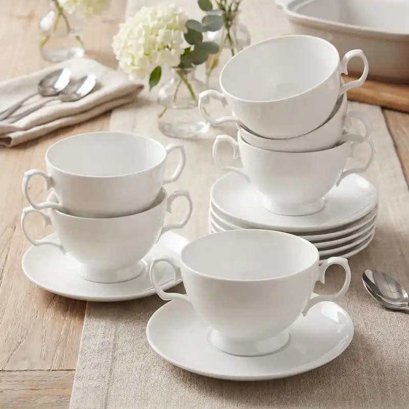 Popularny Bulionówki ze spodkami porcelanowe MARIAPAULA BIAŁA 6 szt.