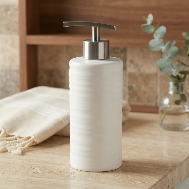 Dozownik do mydła w płynie lub płynu do mycia naczyń kamionkowy KLEINE WOLKE SAHARA 250 ml Łatwy zwrot