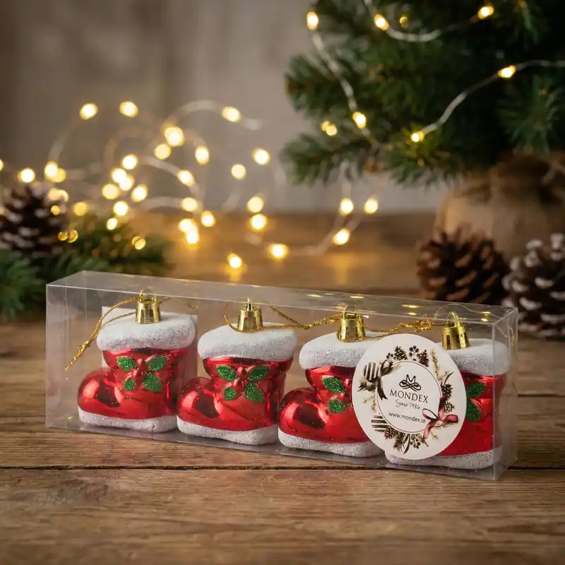Bombki choinkowe buty MONDEX SANTA LILA 5x3,5x6 cm 4 szt. Rabat