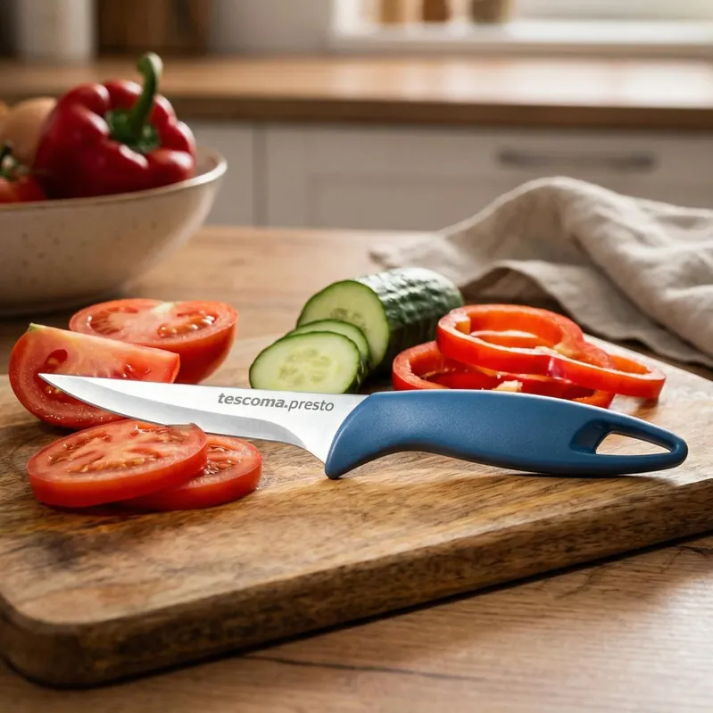 TESCOMA Presto 12 cm granatowy - nóż do warzyw i owoców ze stali nierdzewnej Premium