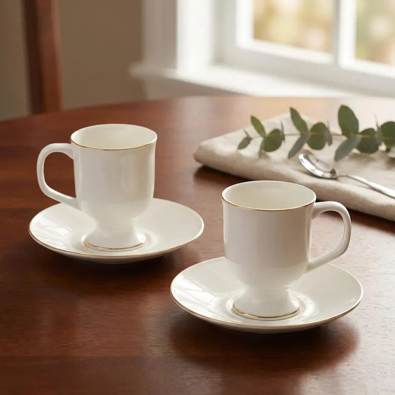 Nowość Filiżanki do kawy i herbaty porcelanowe ze spodkami 250 ml 2 szt.