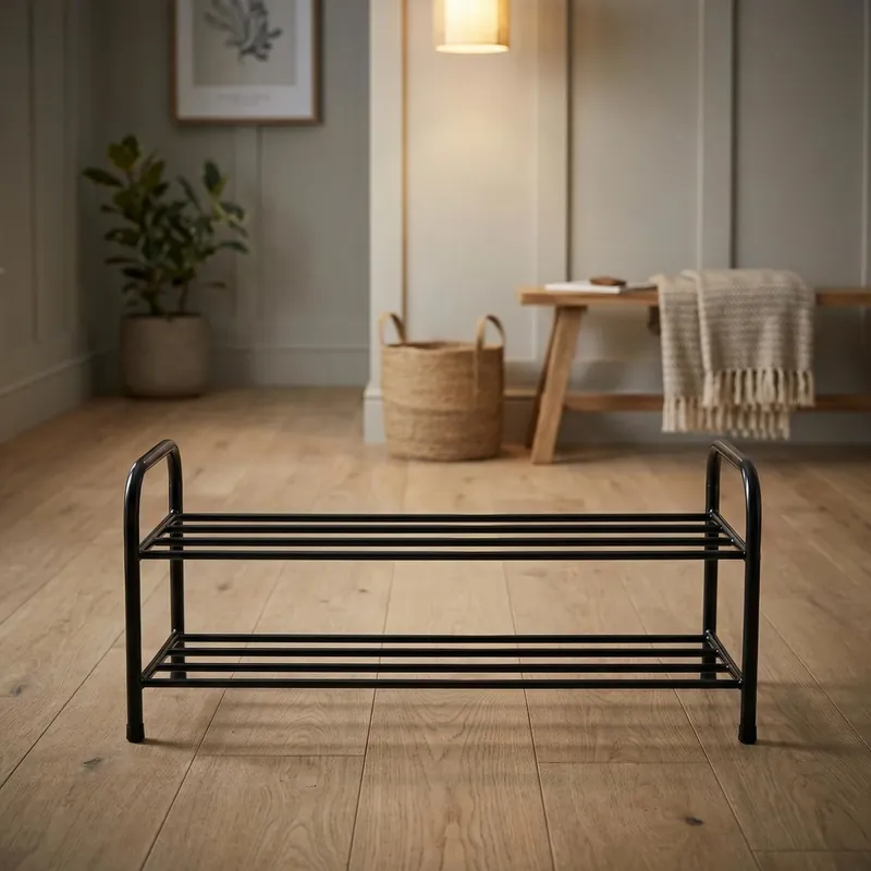 Dostępne od ręki Regał na buty 2-poziomowy ODELO OLVIDO 80 x 24 x 30 cm czarny