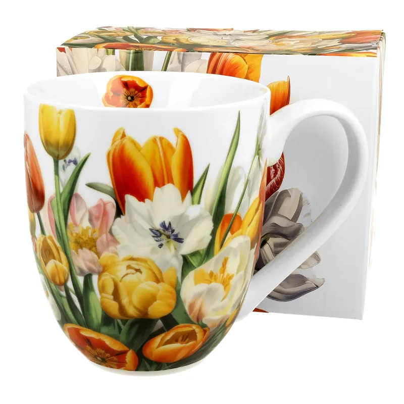 Wysoka jakość Kubek duży porcelanowy DUO FIVE O'CLOCK TULIPANY 1000 ml