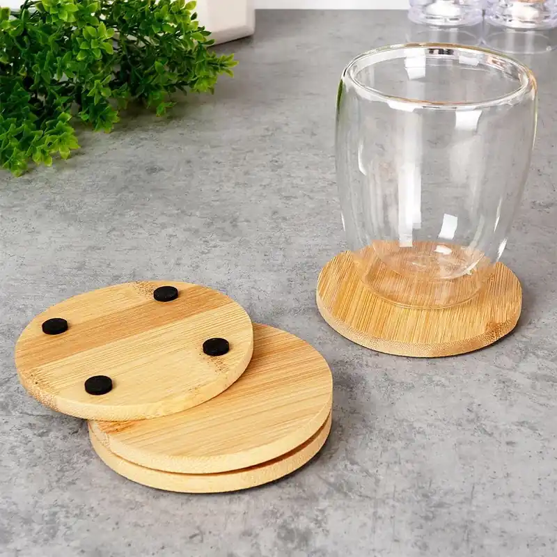 Podkładki pod kubek bambusowe EXCELLENT HOUSEWARE 4 szt. Łatwy zwrot