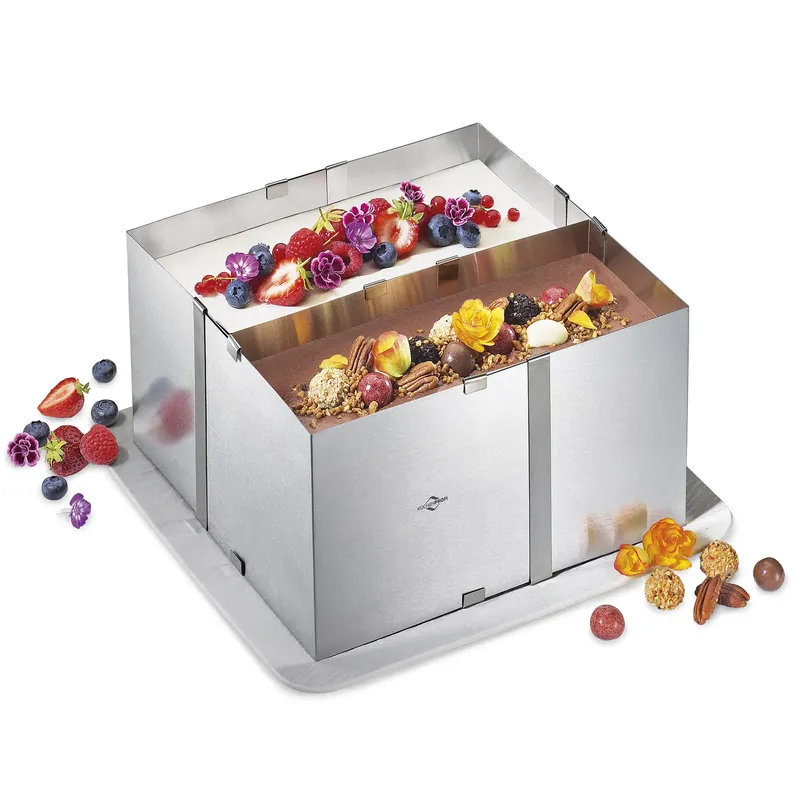 Obniżka ceny KUCHENPROFI Bake 16 x 16 cm - rant do tortu regulowany ze stali nierdzewnej