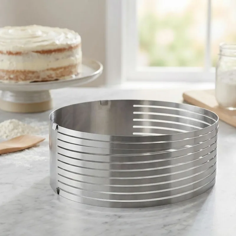 Nowość Obręcz do krojenia biszkoptu regulowana metalowa TADAR SPONGE CAKE 26 cm