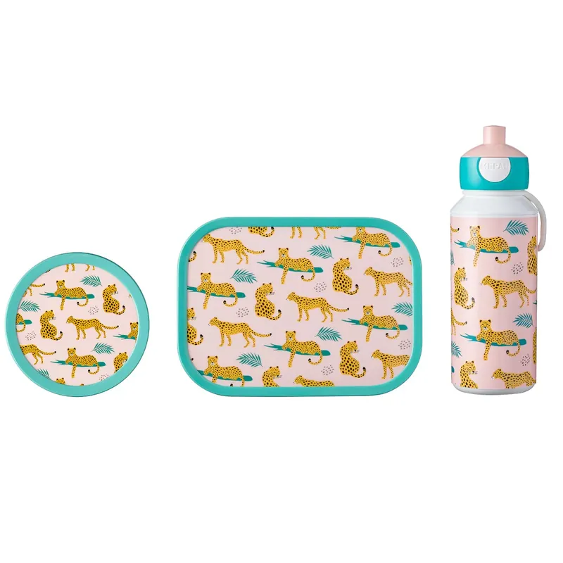 Wybór klientów MEPAL Campus Leopard 3 el. - lunch box / śniadaniówka z pojemnikiem na owoce i bidonem