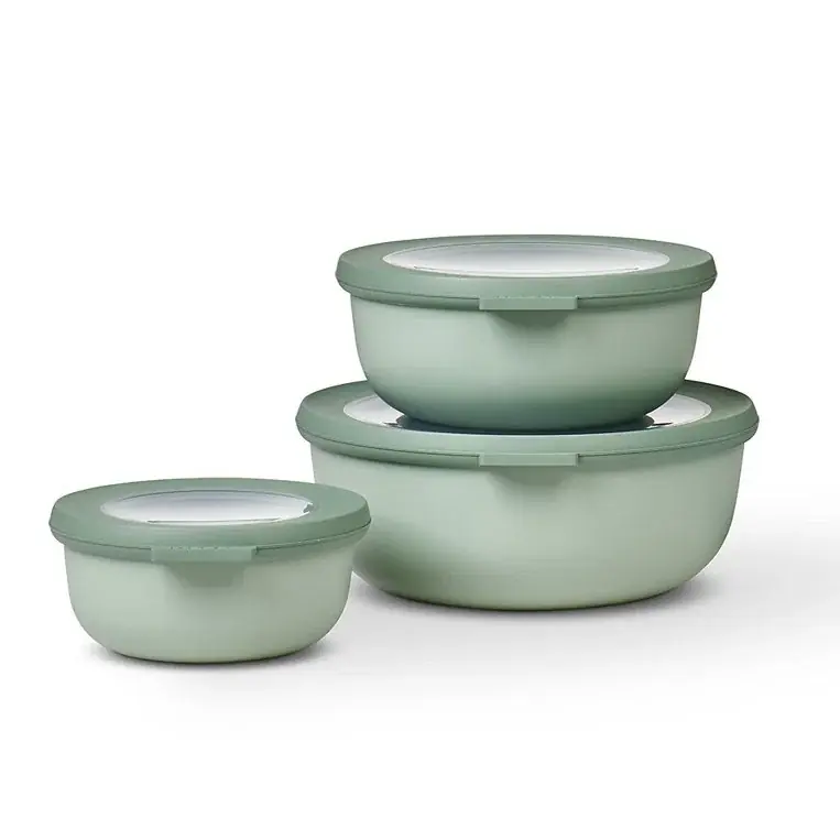 MEPAL Cirqula Nordic Jade 3 szt. - miski kuchenne plastikowe z pokrywkami Premium